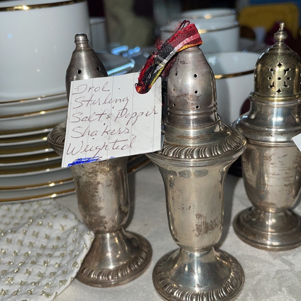 Drol Sterling Salt & Pepper Shakers Weighted